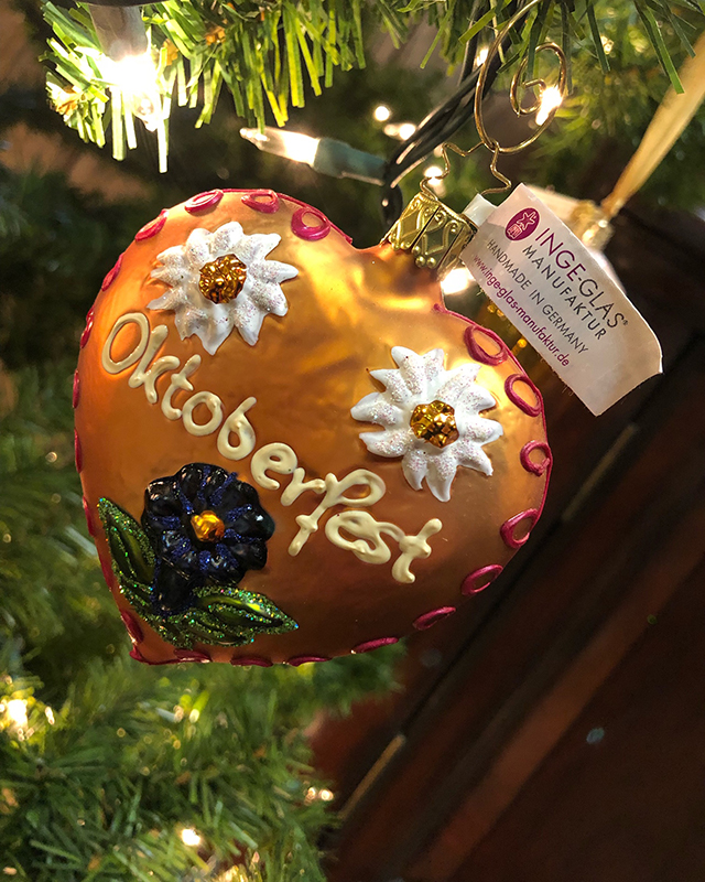 Oktoberfest heart shaped ornament with flower designs